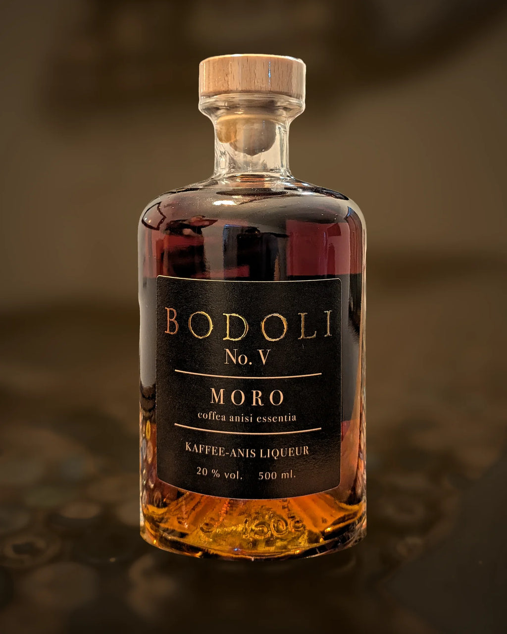 BODOLI MORO Kaffee-Anis Liqueur – Flasche, Vorderseite